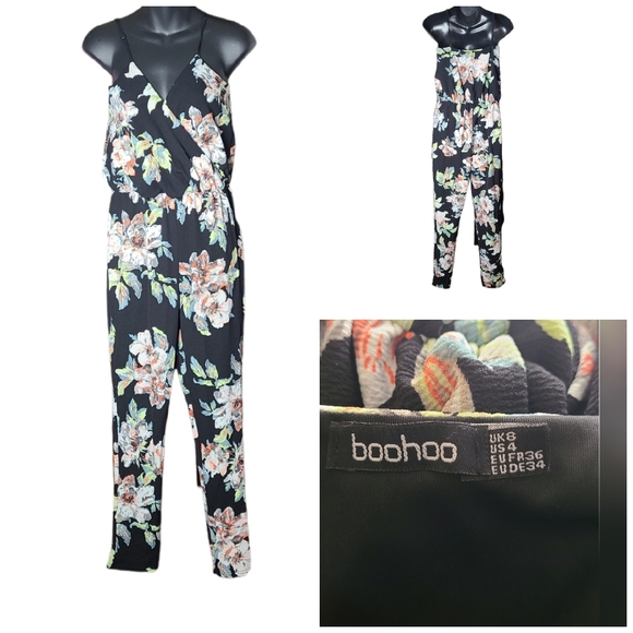 BOOHOO FIONA FLORAL CAMI WRAP JUMPSUIT - Picture 2 of 5